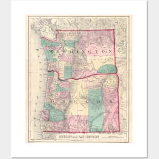 Vintage Map of Washington and Oregon (1875) Posters and Art